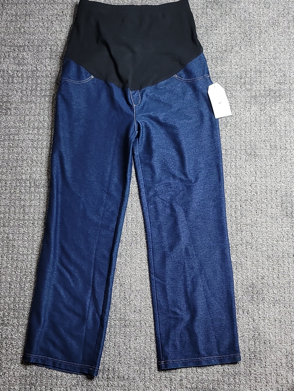 Time and Tru Navy Maternity Jeggings with Black Waistband Size S